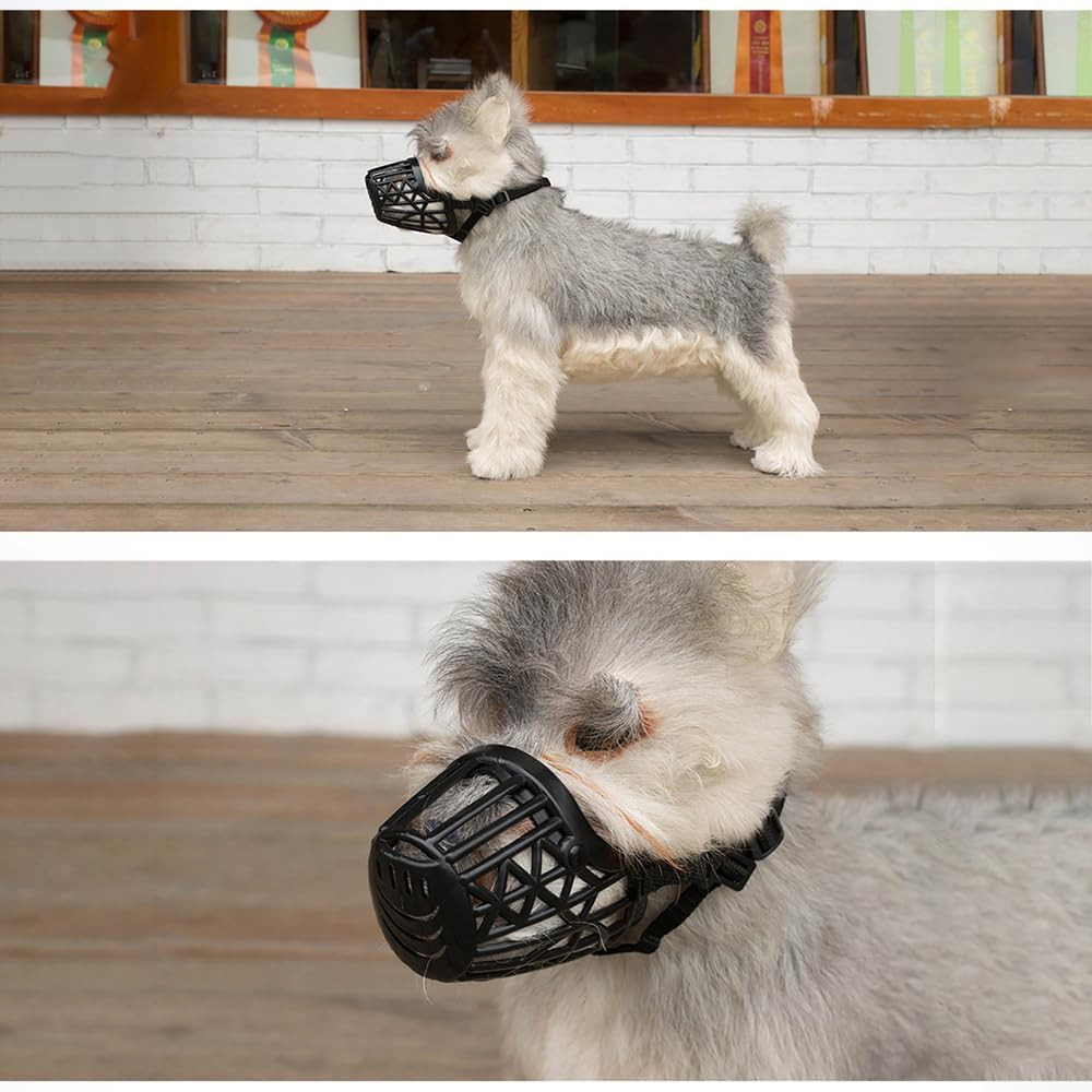 Dog Muzzle for Small Medium Sized Dogs - Adjustable Breathable Dog Basket Muzzle