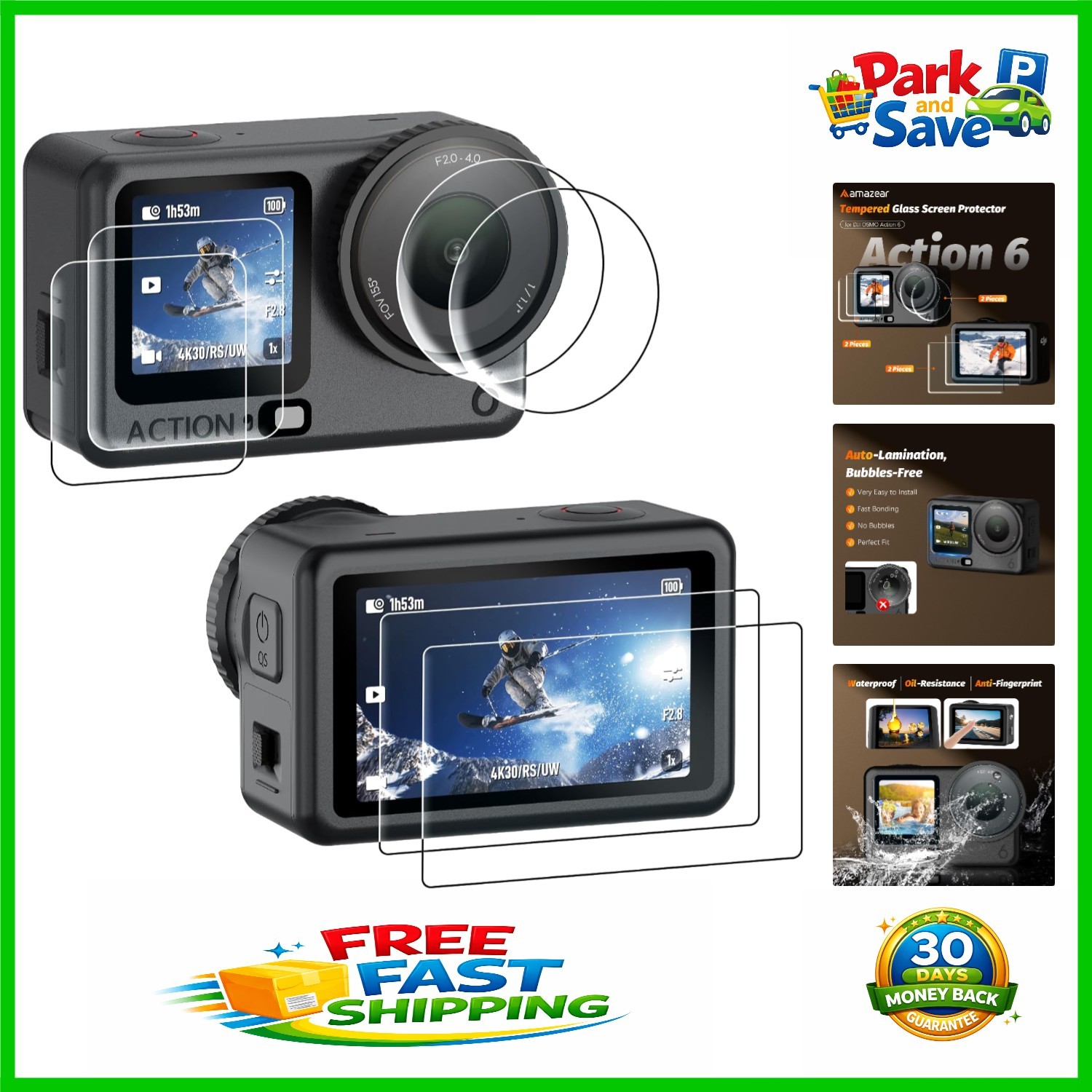 Ultra HD 6 Pack Lens & Screen Protectors for DJI Osmo Action 6 - Touch Sensitive