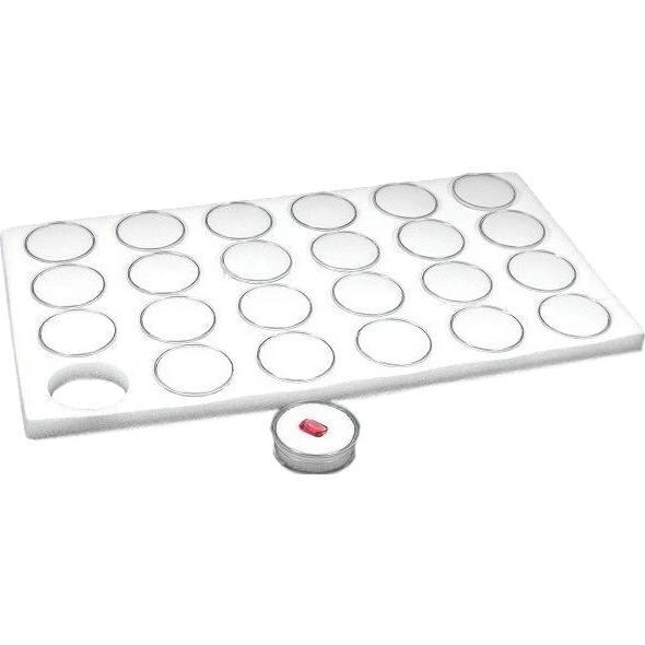 24 Gem Jars White Display Tray Gemstone Travel Case