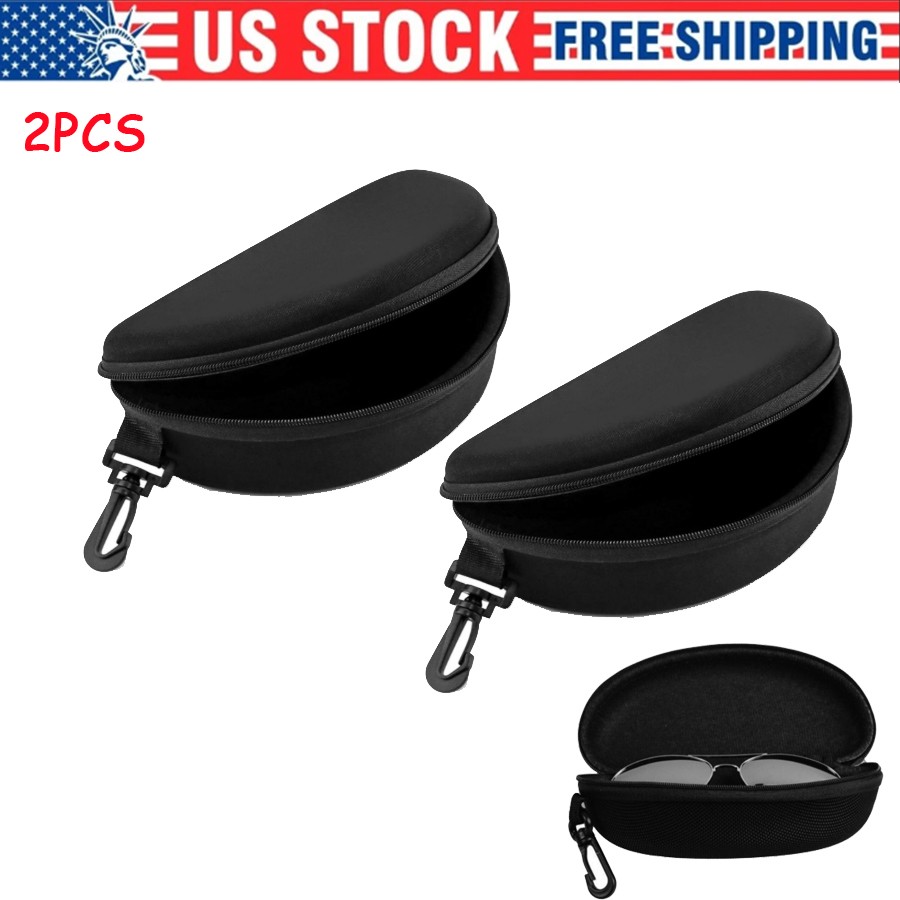 2PCS Portable Eye Glasses Case Sunglasses Protector Box Belt Clip Hard Zipper
