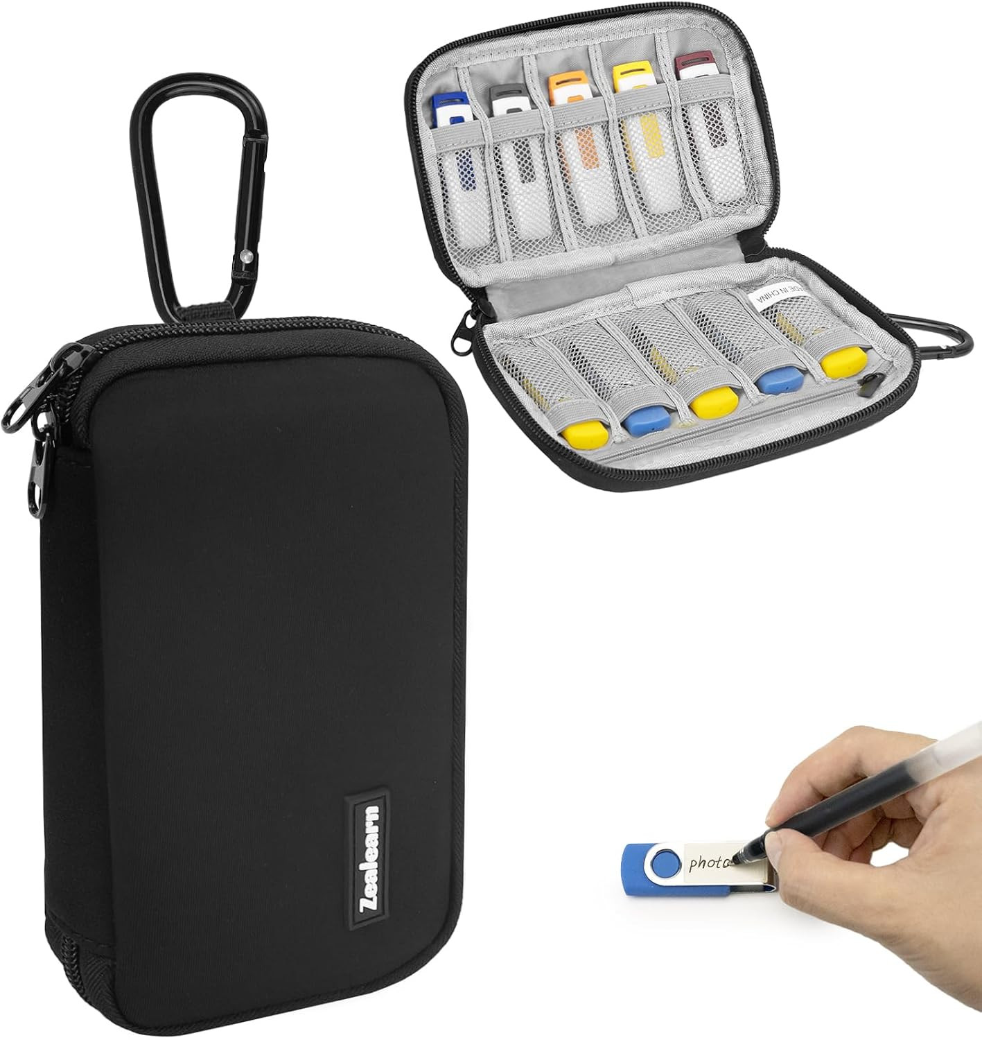 Flash Drive Case with Labels, 10 Slots Thumb Drive Holder, USB Case Organizer,fo