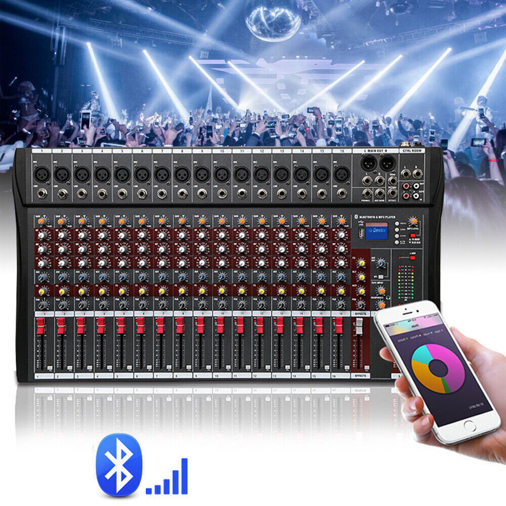 USB Bluetooth Live Studio Audio Mixer 8/12/16 Channels Mixing Console Sound 110V