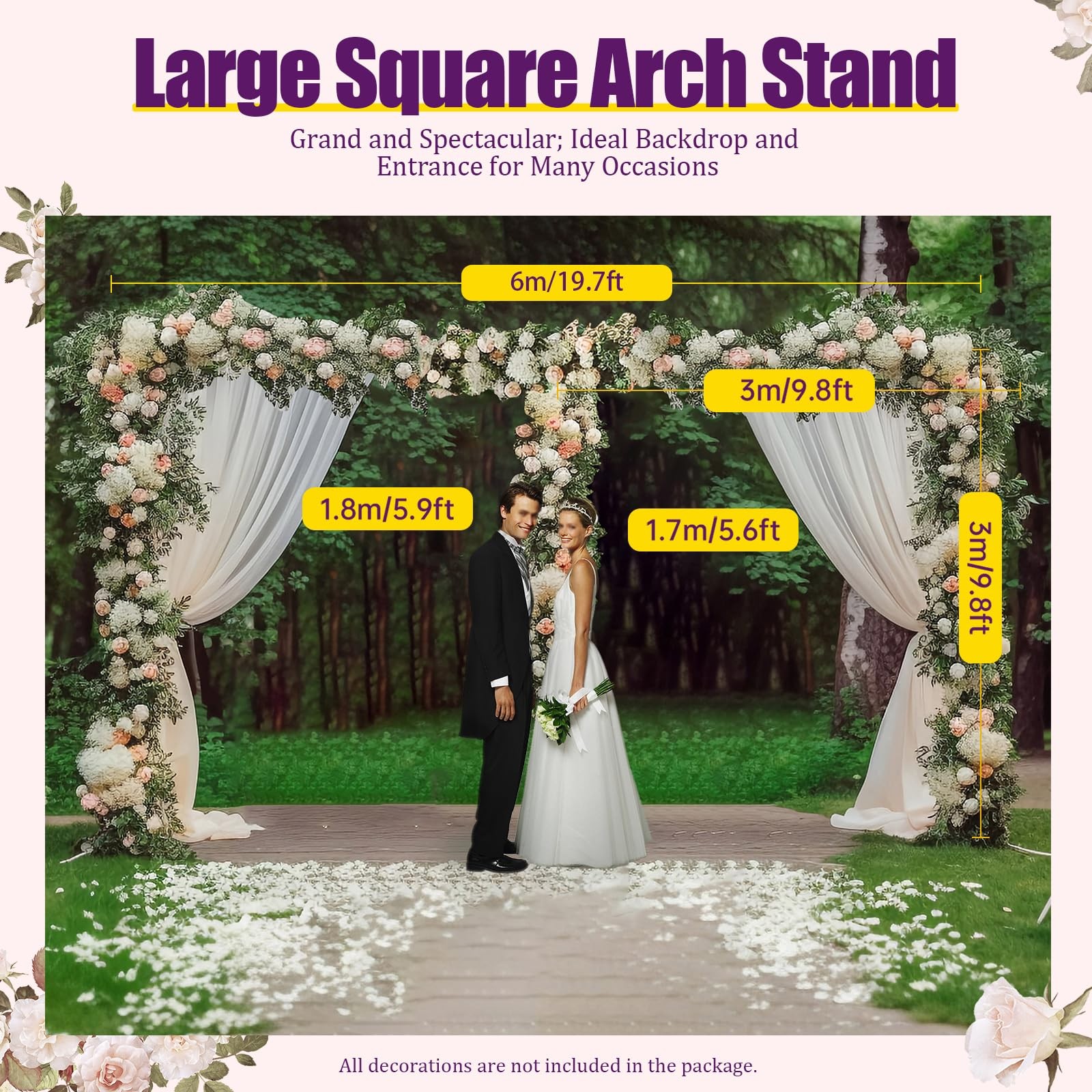 19.7x9.8 Ft Heavy Duty Wedding Backdrop Stand Adjustable Telescopic Kit