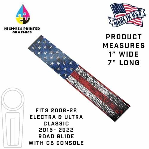 RUSTIC USA FLAG | CB Dash Panel Insert | 08-22 Road Glide Electra Ultra Classic