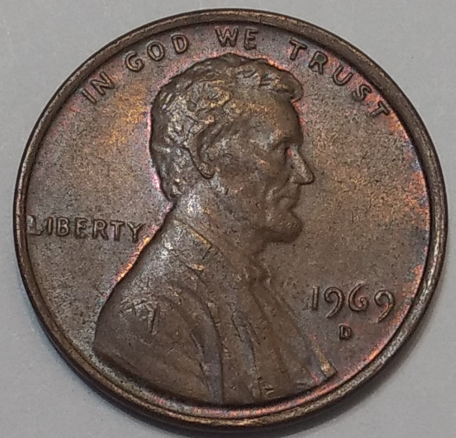 1969-D Lincoln Cent BN Unc. ~ Toned