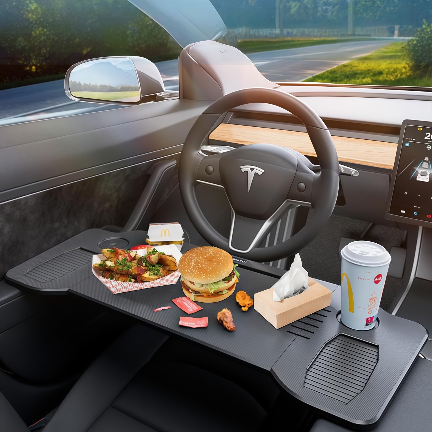 Car Tray Desk Folding Desk Steering Wheel Tray Eating Table For Tesla Model 3 Y
