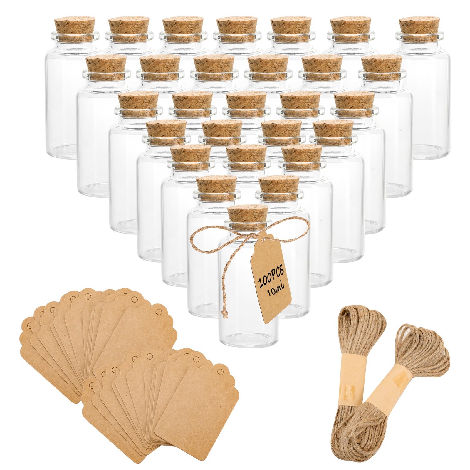 YEUIKERR 100 Pack Mini Glass Bottles with Cork Stoppers, 10 ml