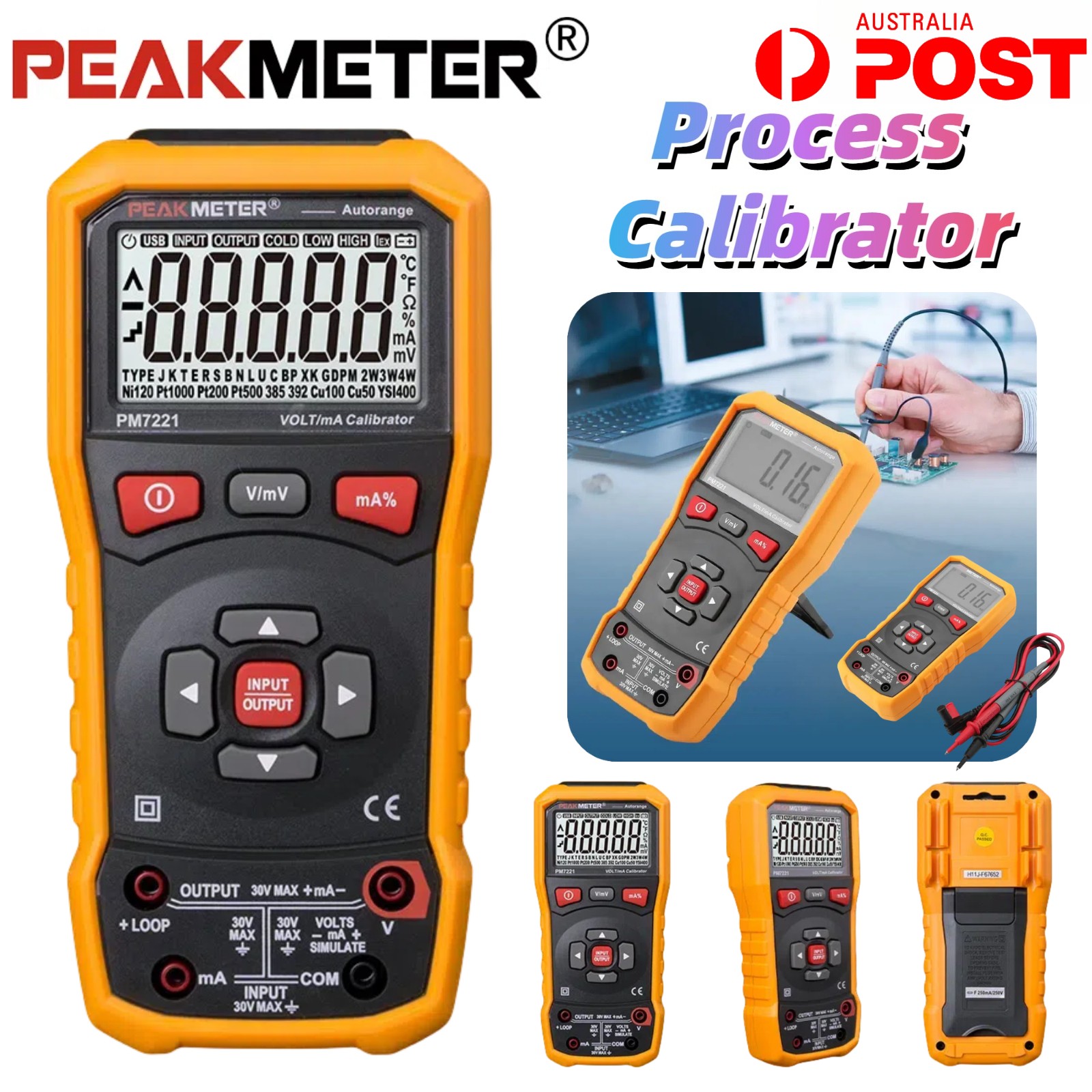 PEAKMETER Digital Process Calibrator 24mA Signal Generator Current Voltage Meter