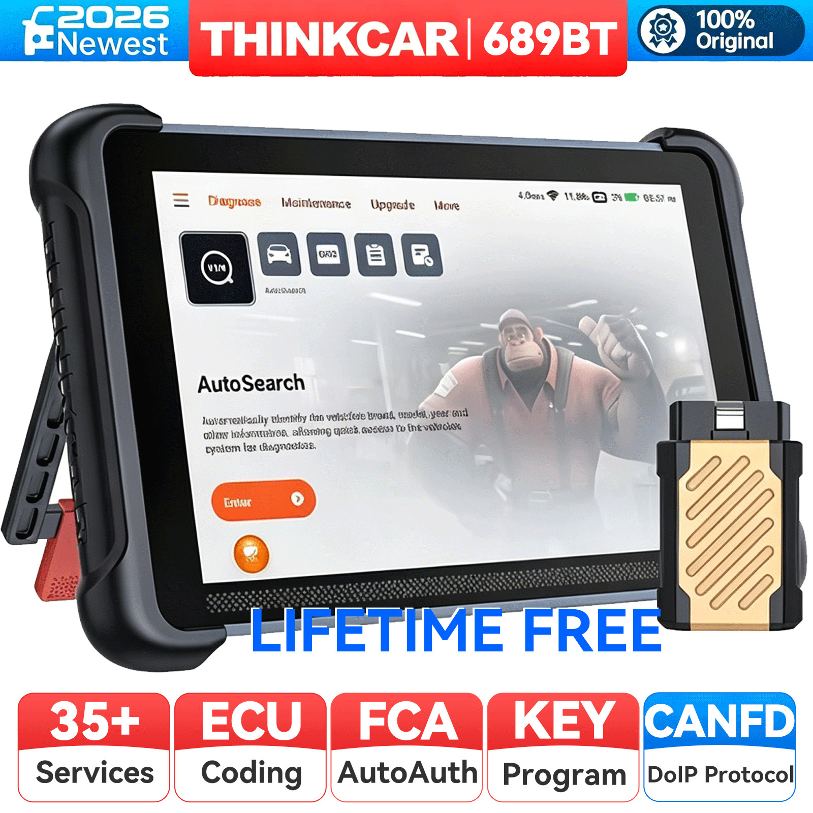 ThinkScan 689BT Car Diagnostic Scan Tool OBD2 Scanner Bidirectional 34+ Services