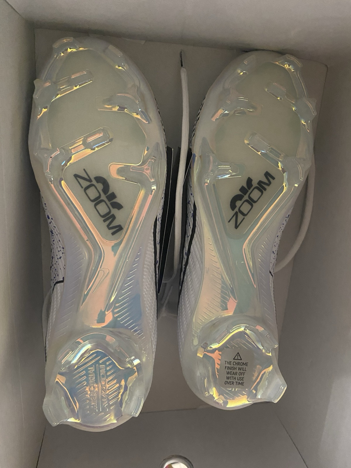 New Nike By Cecilia Cleats Zoom Mercurial Vapor 15 Elite White/Blue Sz M5/W6.5
