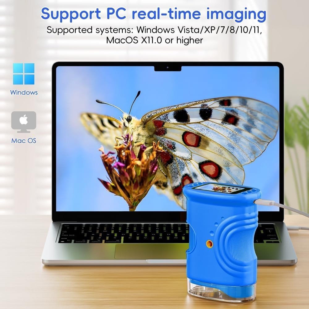 Kids Microscope 2.0" Screen 1000X Digital Microscope for Kids, Mini Pocket Ha...