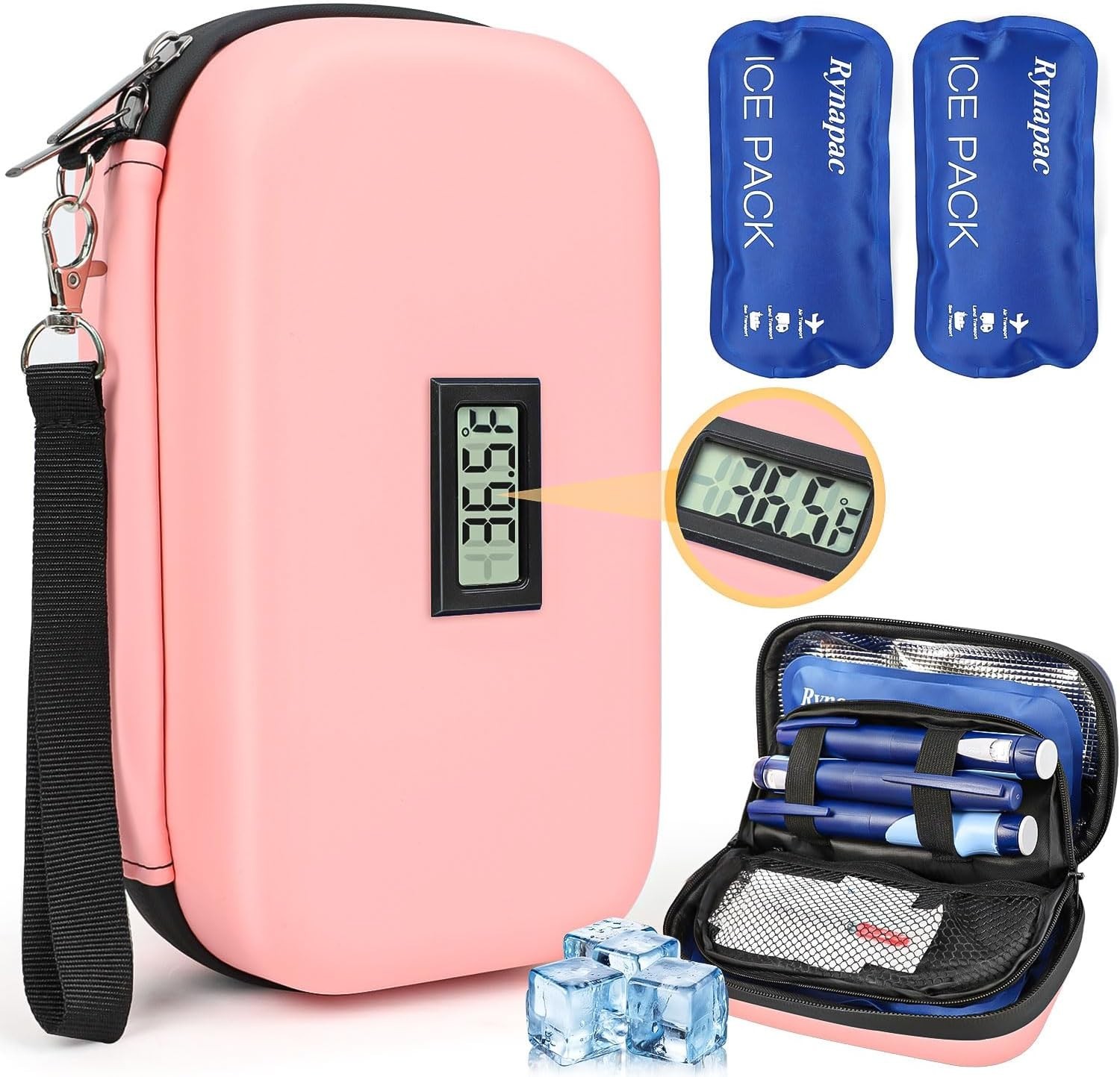 Estuche para Insulina con 2 Paquetes de Hielo - Bolsa Médica Enfriadora Diabetes