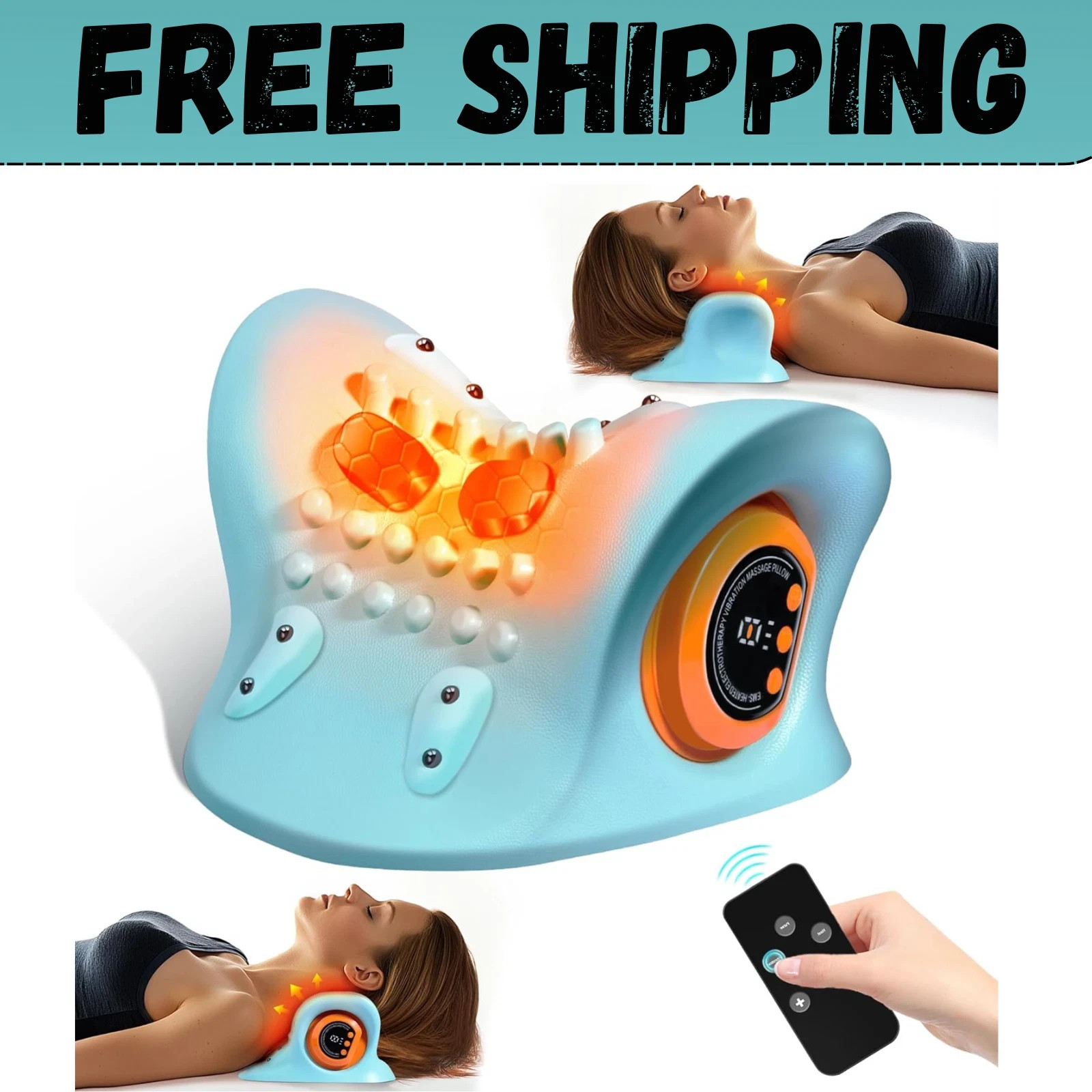 Hugterra Neck Massager 2025, Neck and Shoulder Relaxer with Heat, 3 Modes, Porta