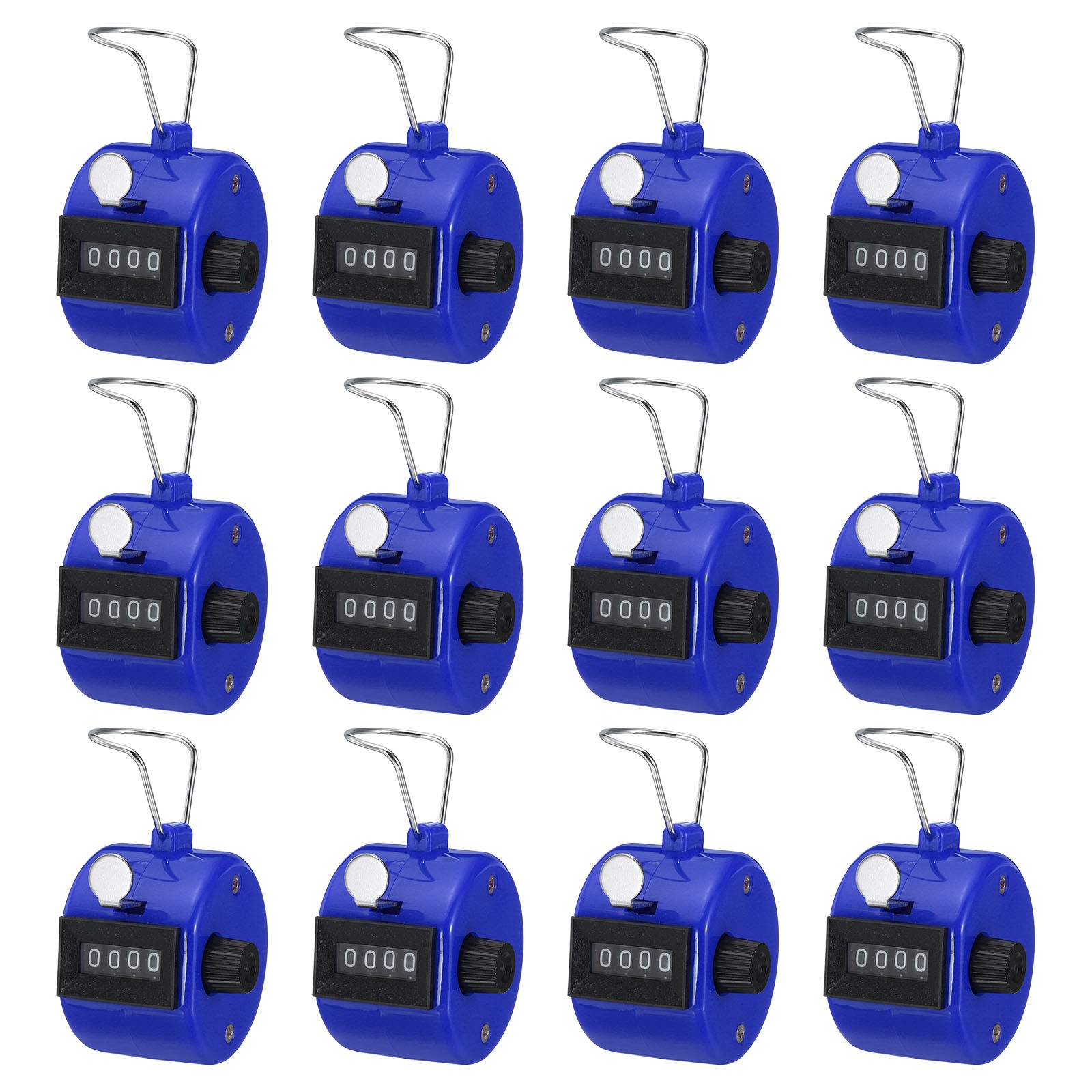 12pcs Click Counters 4 Digit Mechanical Handheld Hand Tally Lap Counter Blue
