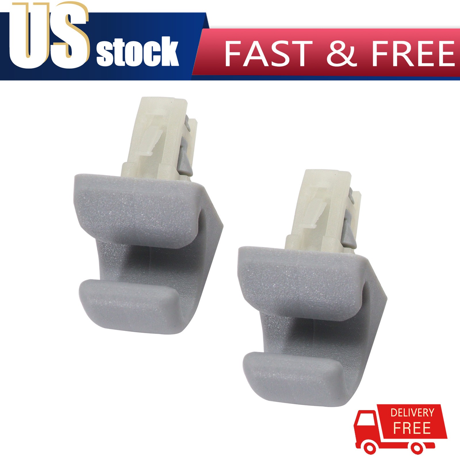 Piece of 2 Gray Vehicle Sun Visor Hook Clip Retainer For Toyota 74348-33040