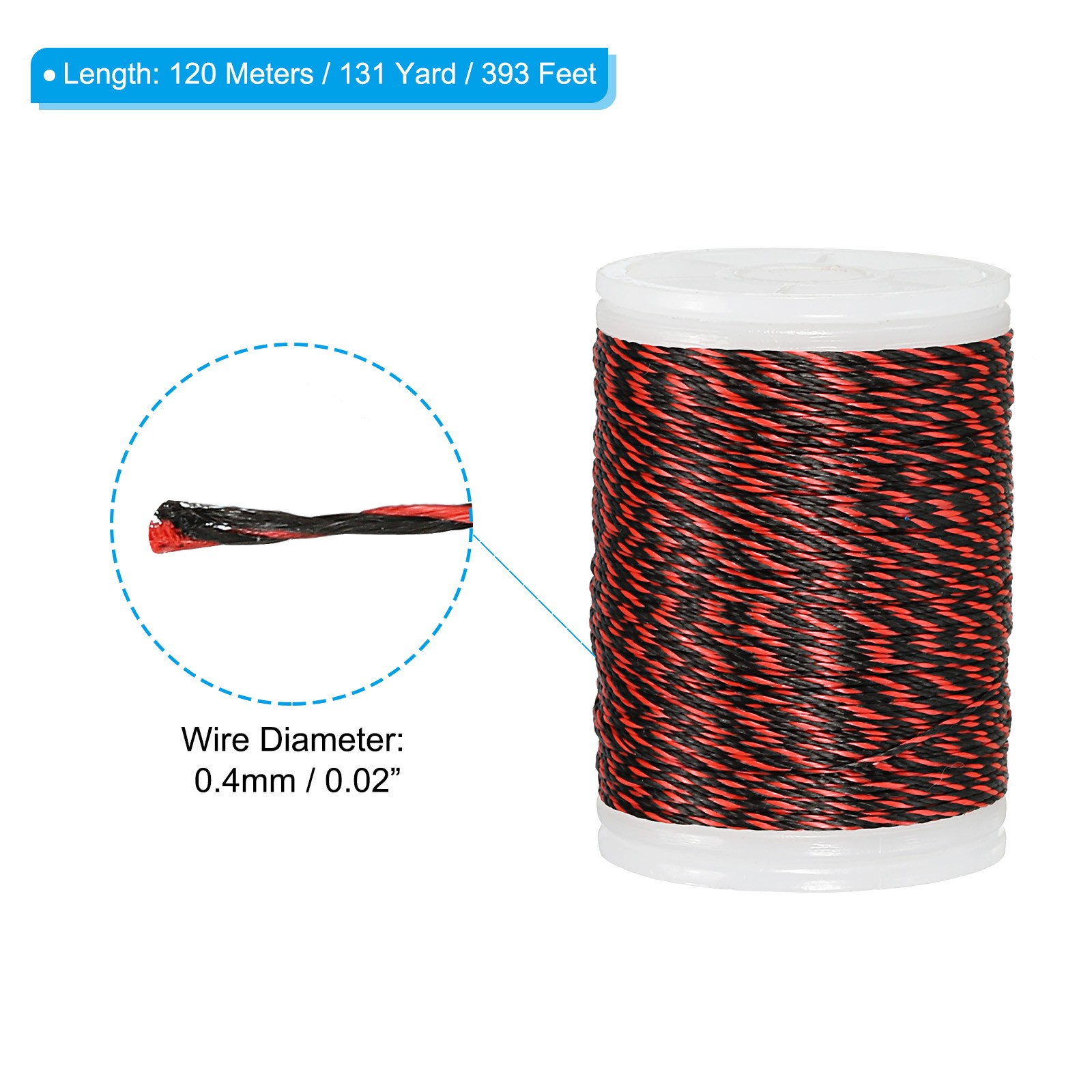 Archery Bow String Serving Thread, 0.02" Dia Bowstring Thread, Red/Black