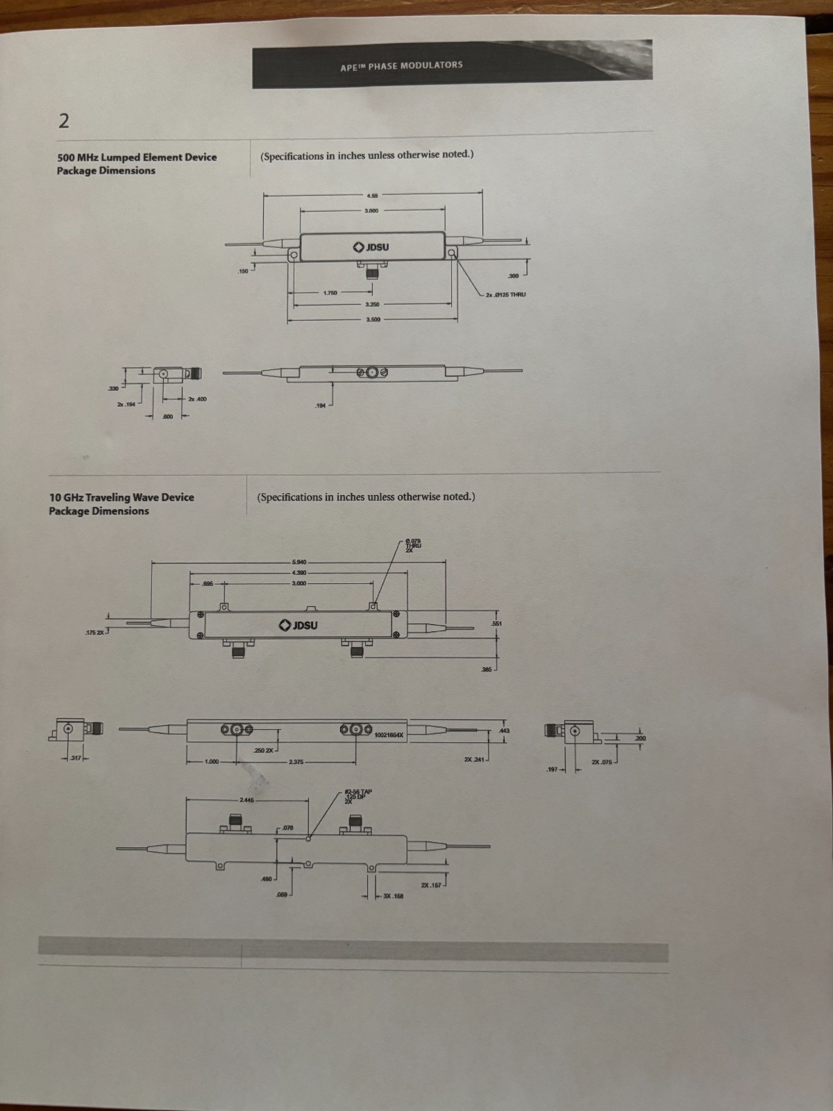 JDSU APE tm Phase Modulator, 1557nm