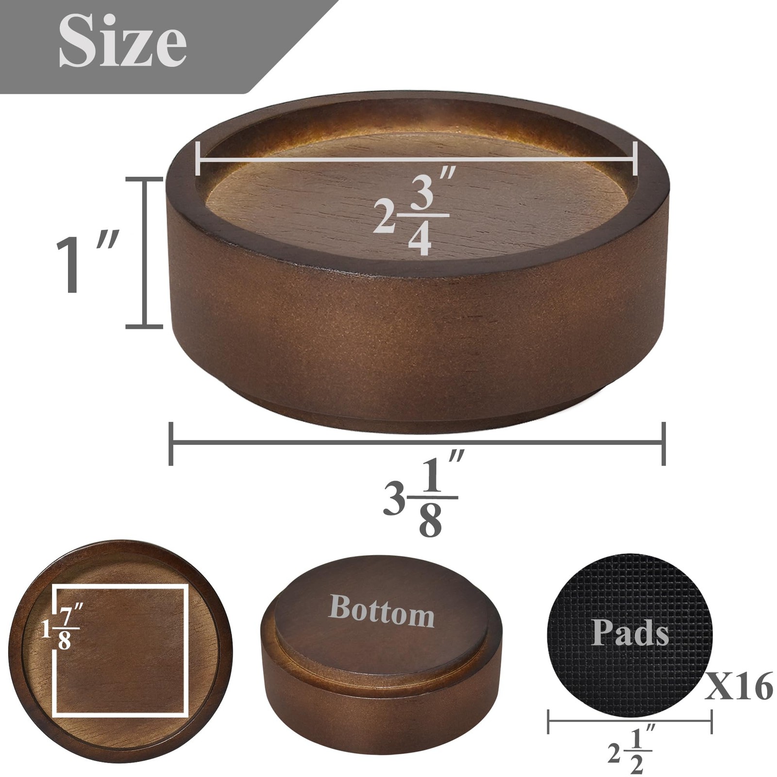 8 PCS Round Stackable Heavy Duty Wood Bed Risers 1 To 4 Inch High