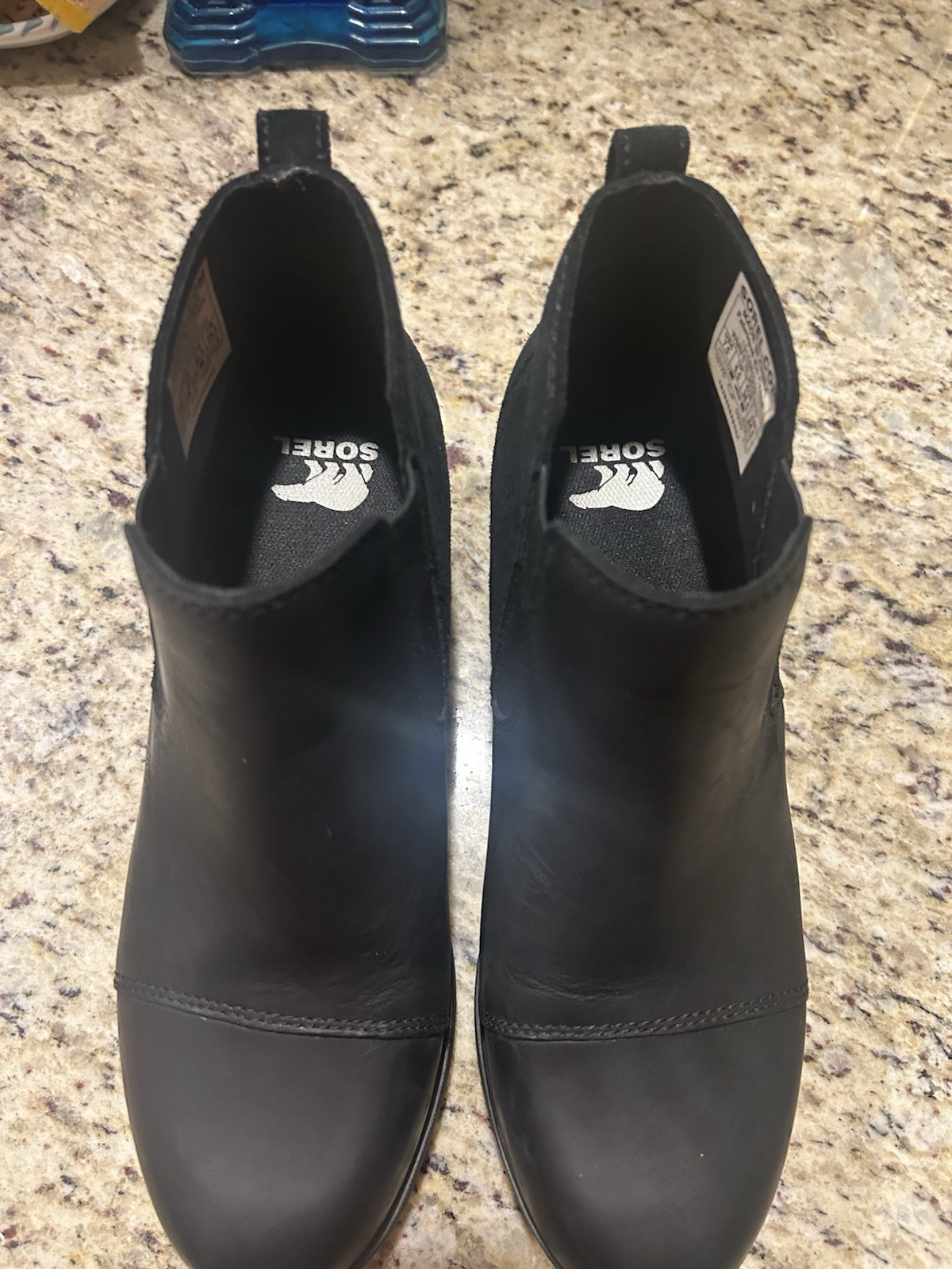 SOREL EVIE II BOOTIE Waterproof Black Leather Size 7.5 Excellent Condition