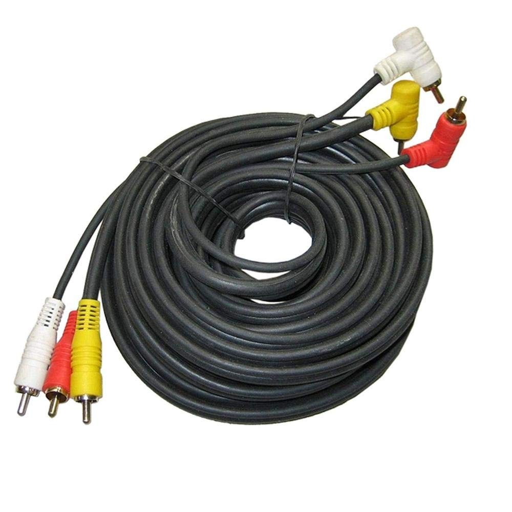 Triple RCA Stereo Audio and Video Cable - Right Angle to White,Yellow