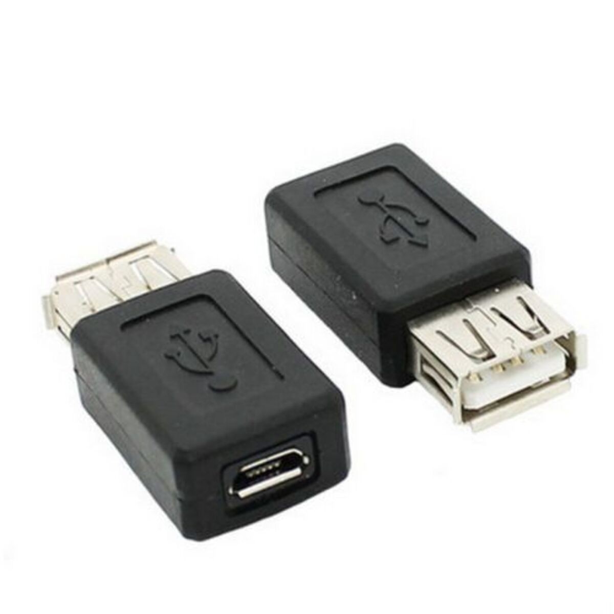 USB A Type Female To 5 Pin Micro USB B Type Female Cable, 1PCS (Black)