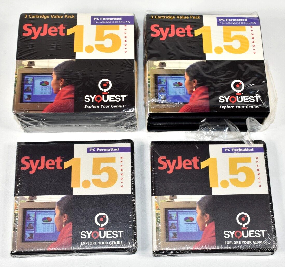 SyQuest Syjet 1.5GB Media Storage - PC Formatted Discs Vintage Computer-Lot of 8