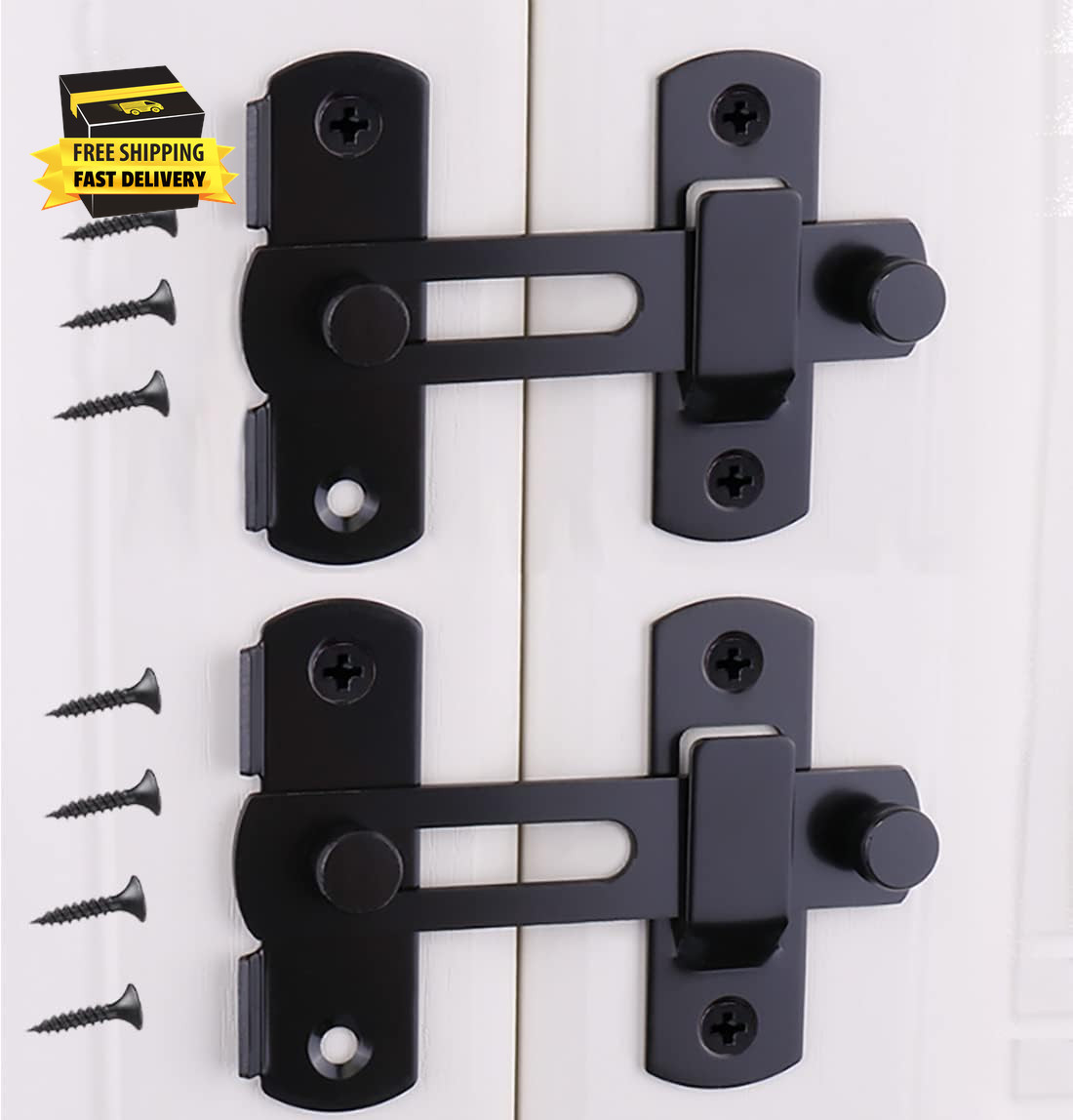 Flip Door Sliding Latch, 180 Degree Stainless Steel Latch, Safety Door Lock, Rig