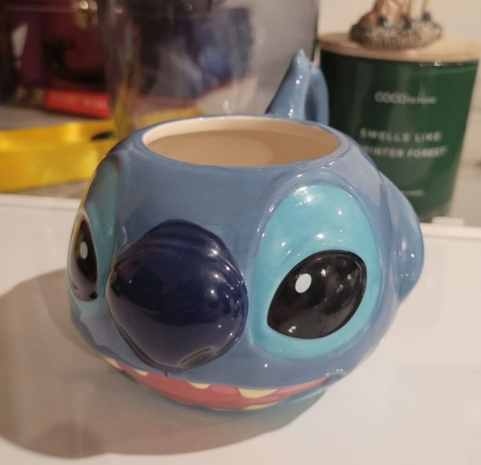 Disney Store Lilo And Stitch Coffee Mug 2015 Ceramic Stitch Shaped