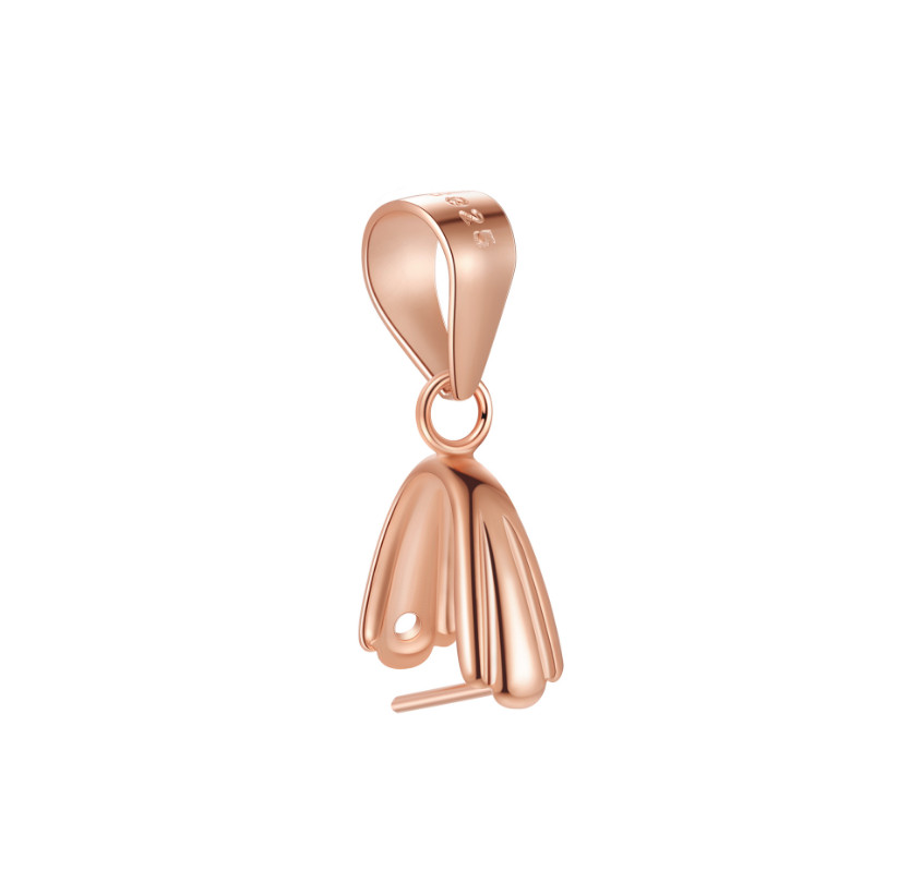 Rose Gold Sterling Silver Pinch Bail Clip Jade Clasp Slider Pendant Connector