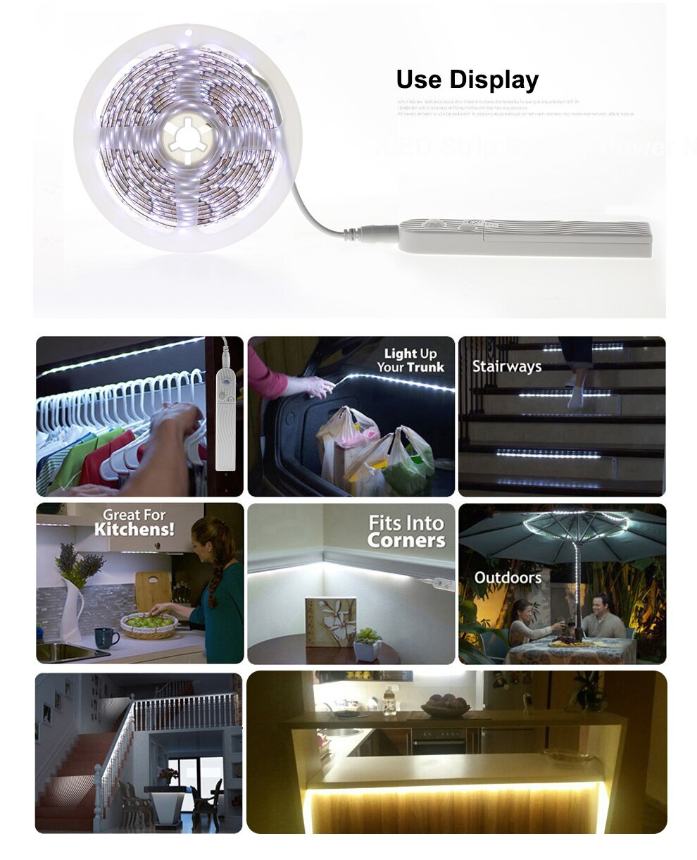 Motion Sensor LED Strip PIR Sensor LED Strip 2835 forDIY Under Bed Light Bedroom