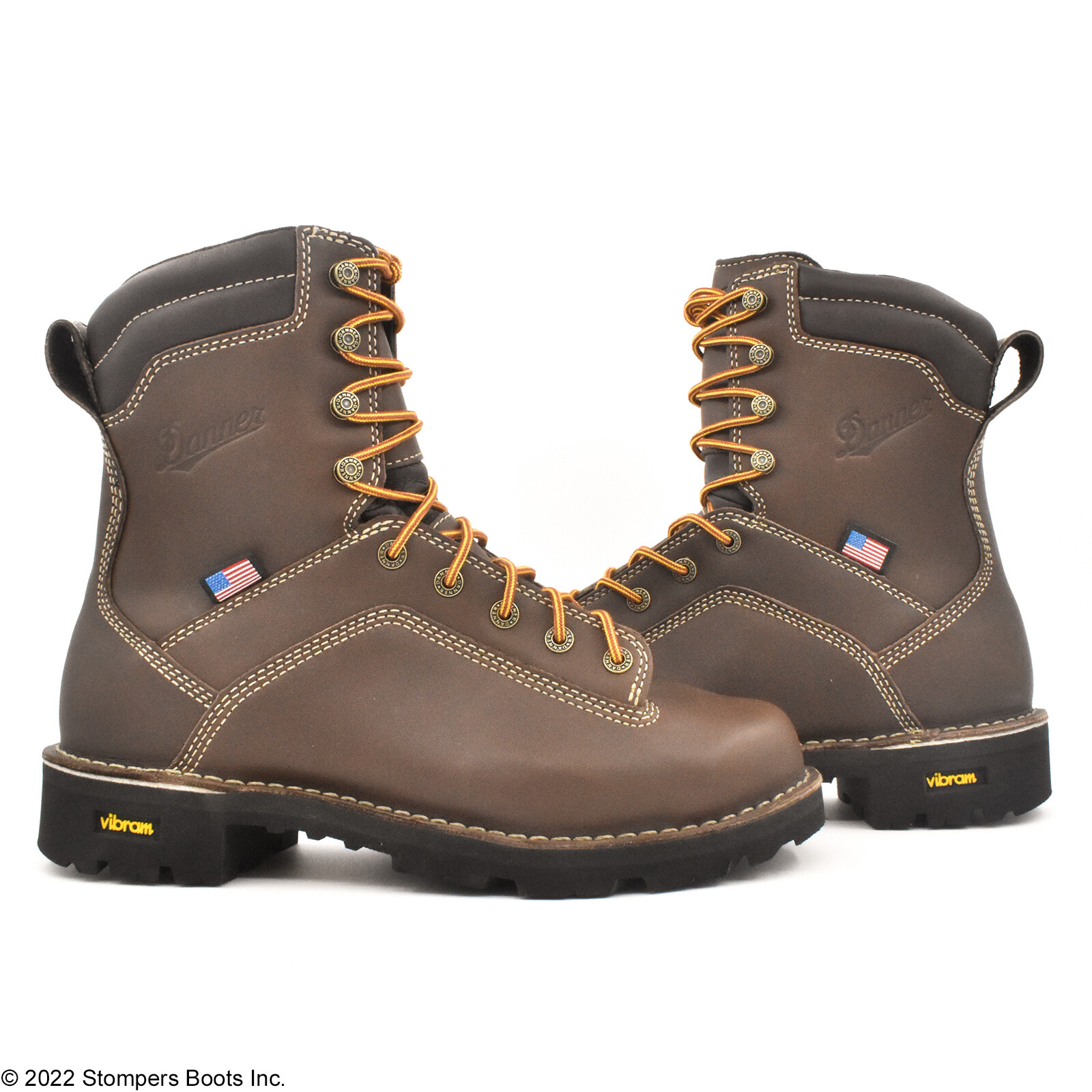 Danner Quarry USA 8 Inch Leather Laced Brown Boots with Gore-Tex liner