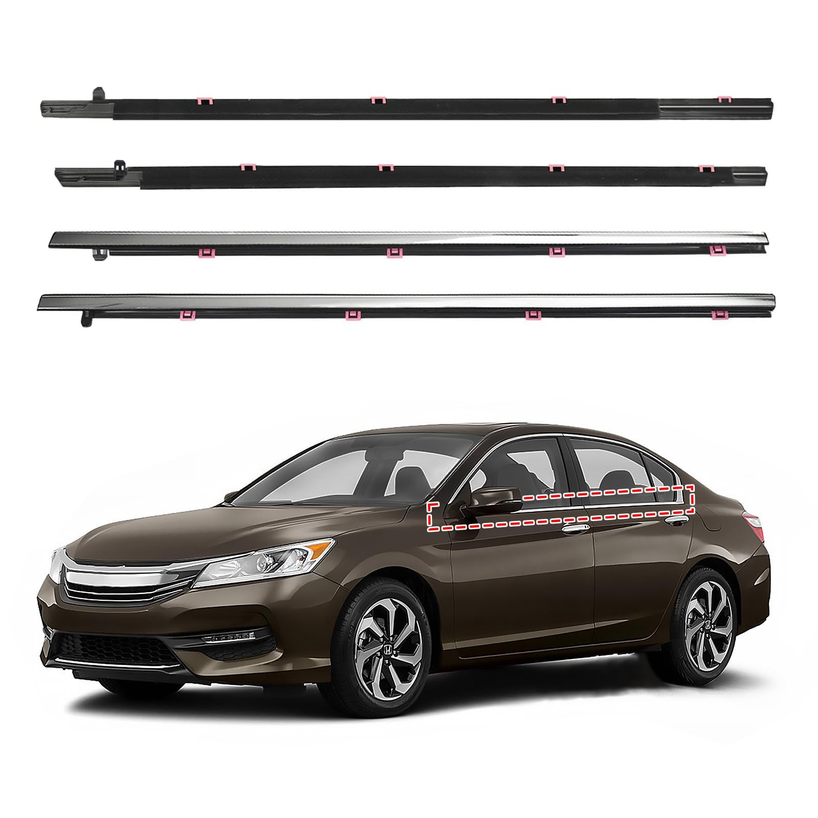 Window Trim Seal Belt for 20132018 Accord Sedan Chrome Outer Door Weatherstrip