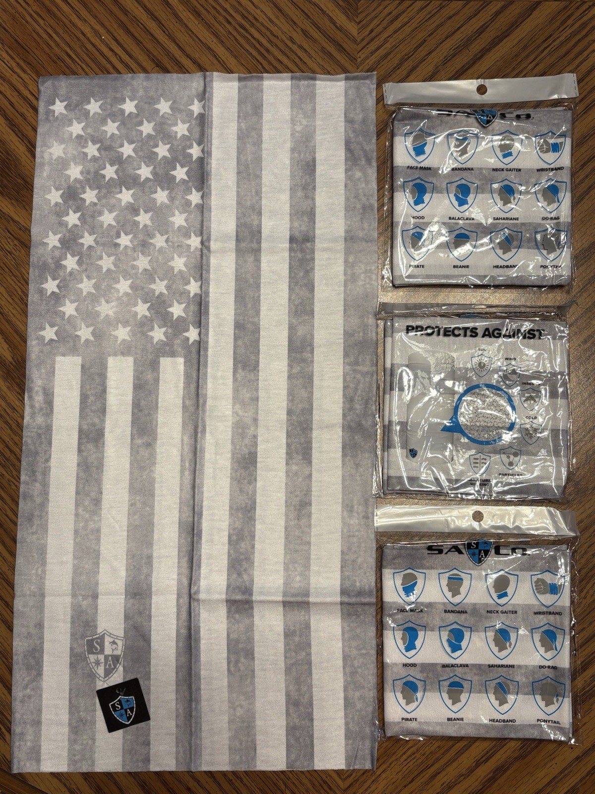 (4) Salt Armour Co Mask Gaiter Face Shield SA Co Gray Out American Flag USA New