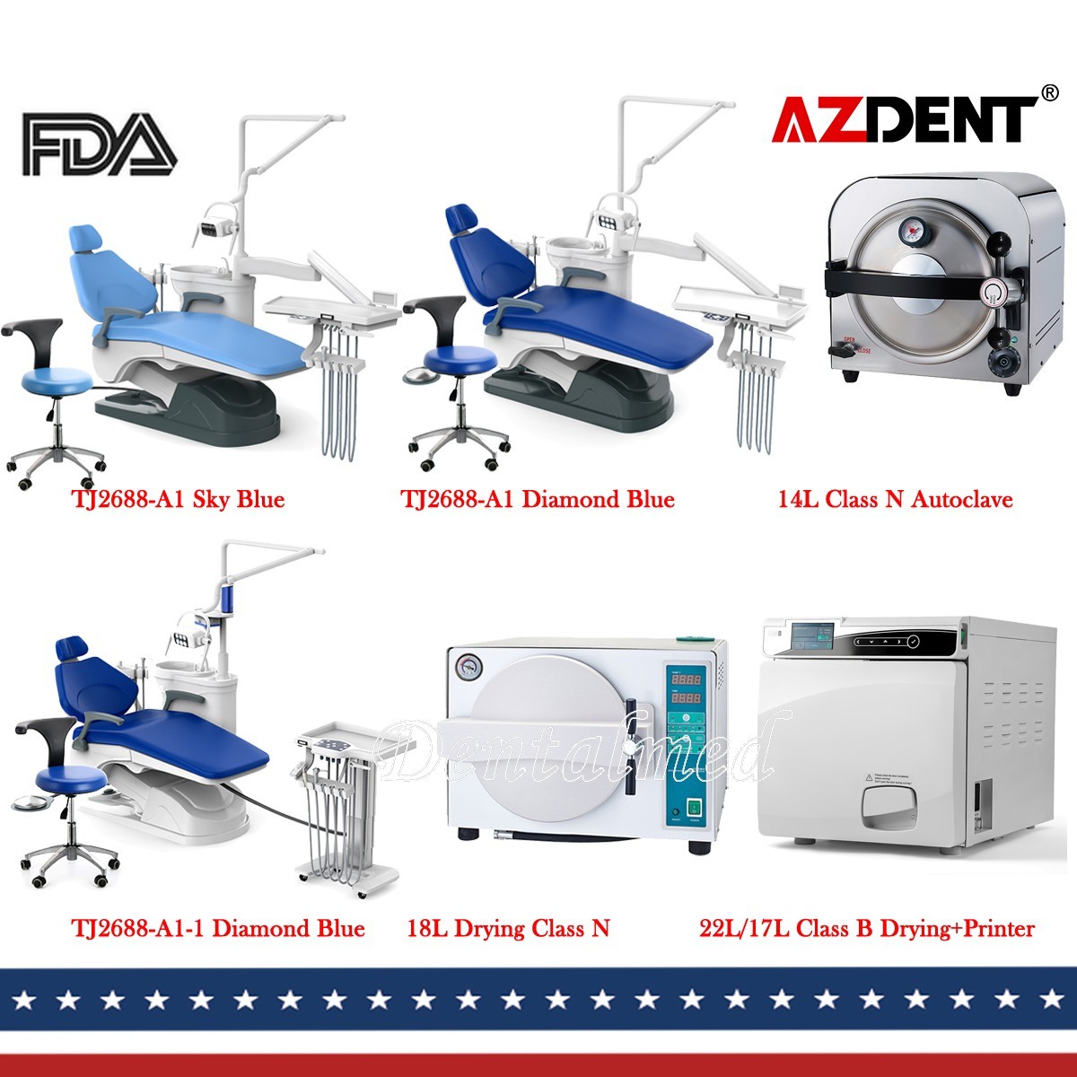 Dental Unit Chair DC Motor Stool/22 18L Dental Autoclave Steam Sterilizer