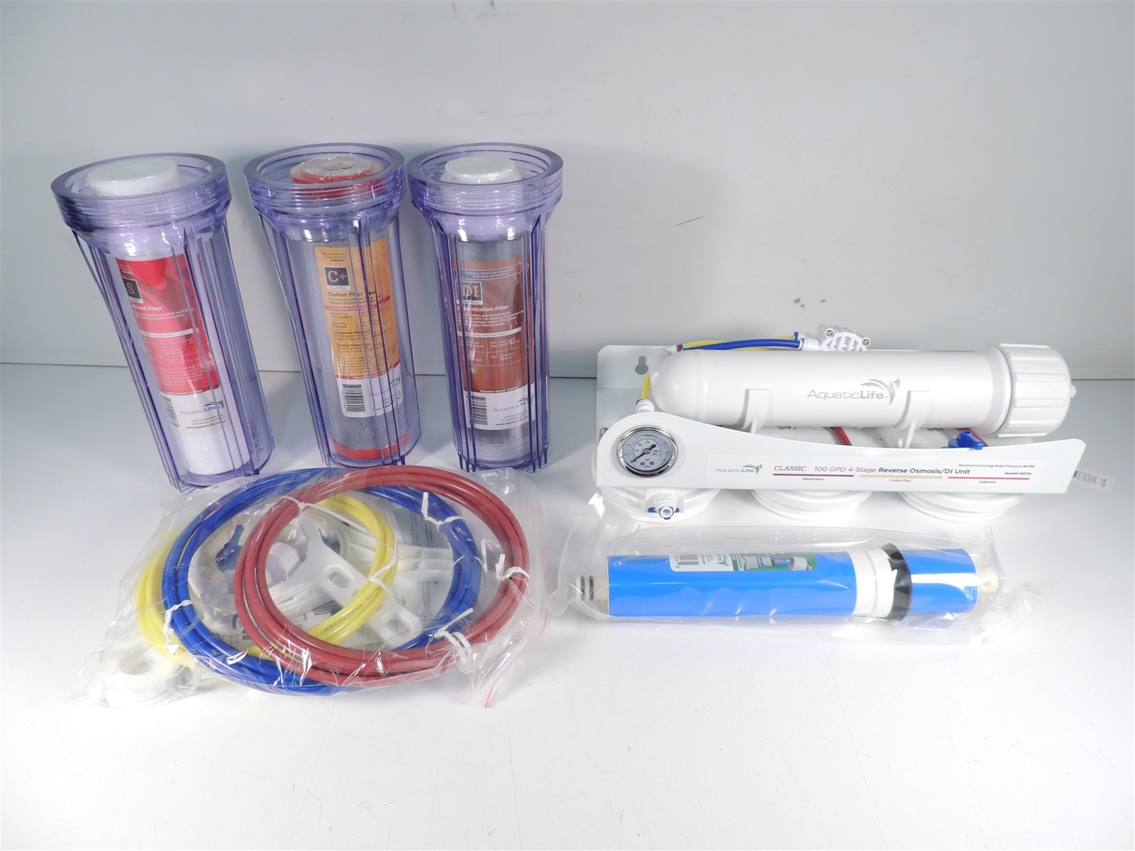 Aquatic Life 100 GPD 4-Stage Reverse Osmosis DI Unit Water Filter System New