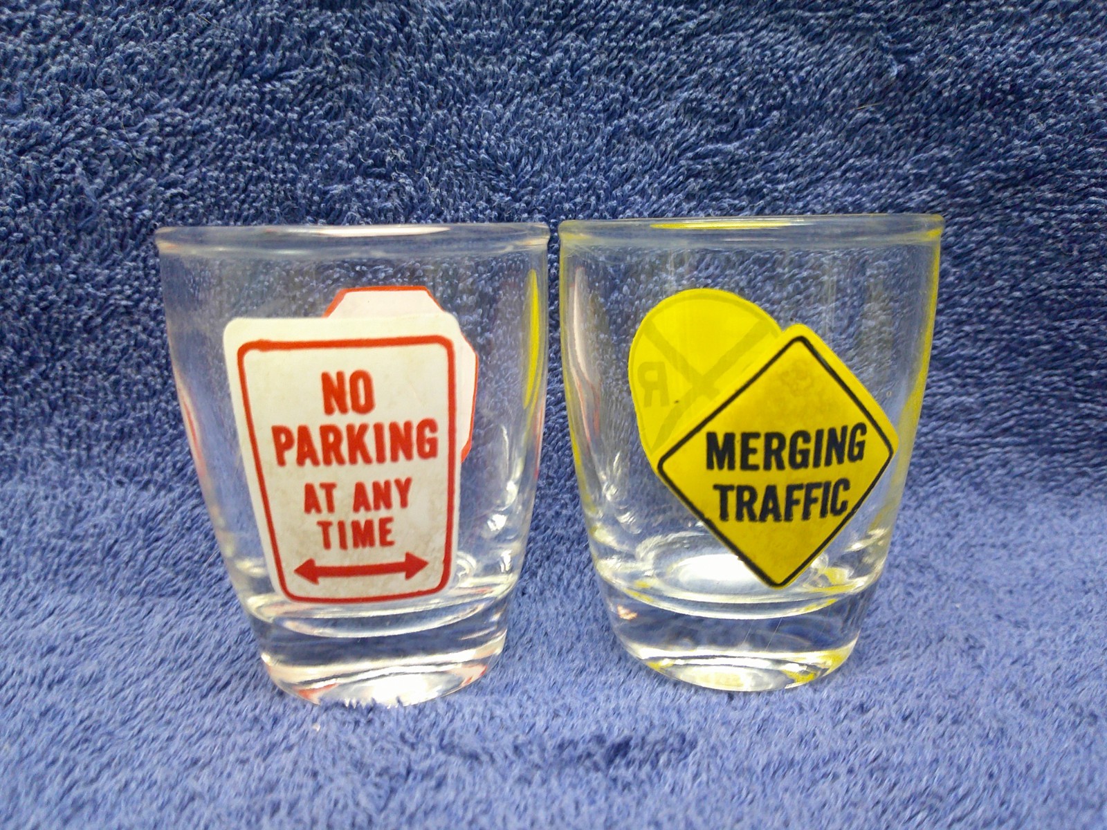 Two Traffic Sign Shot Glasses