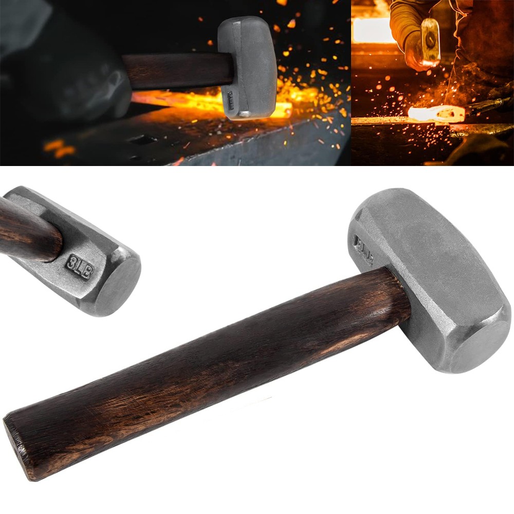 3lb Blacksmith Hammer Bladesmith Forge Metal Knife Making Working Farrier Tool