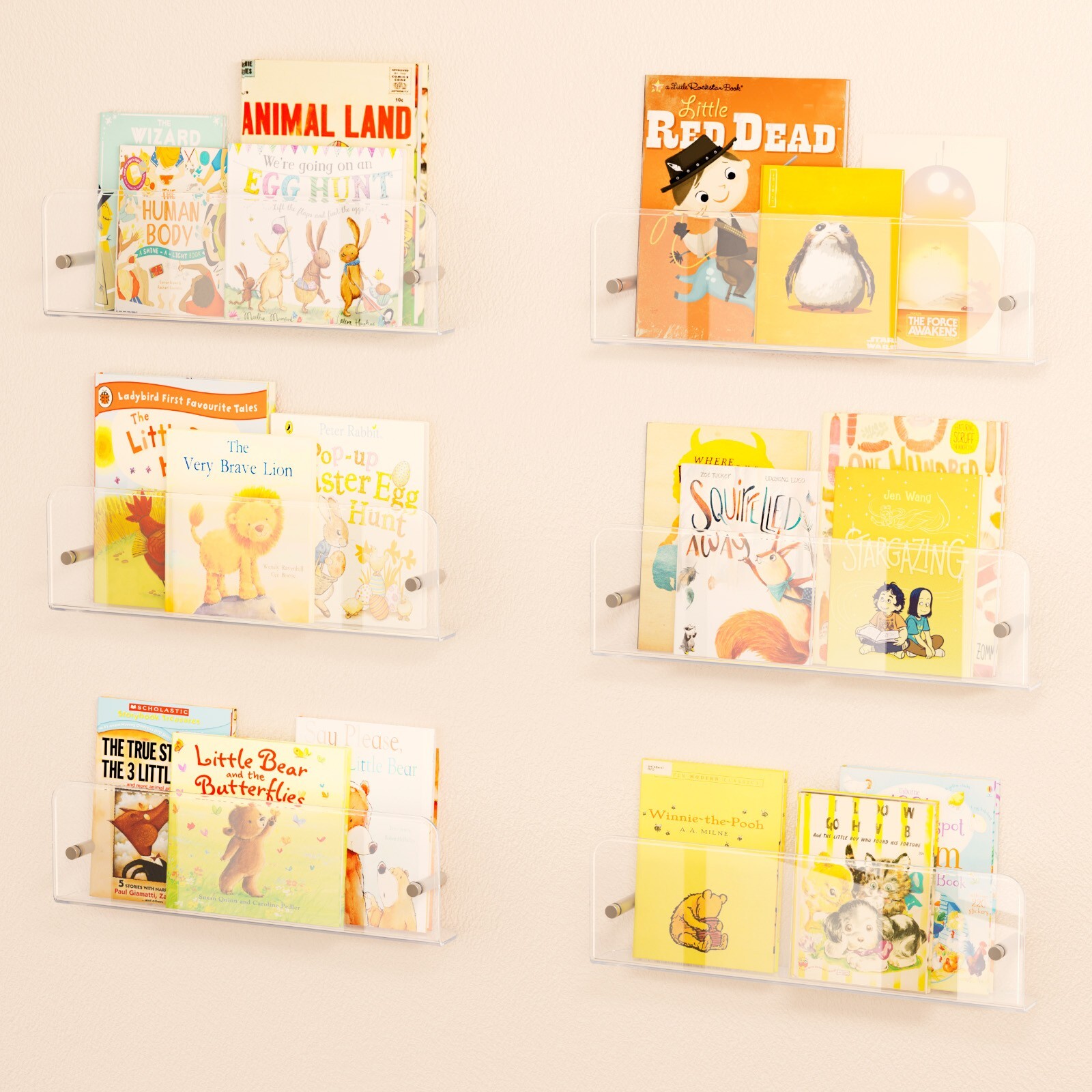 Lifewit Magazine Rack Wall Mounted, 6 Pack 15" Nursery Bookshelf