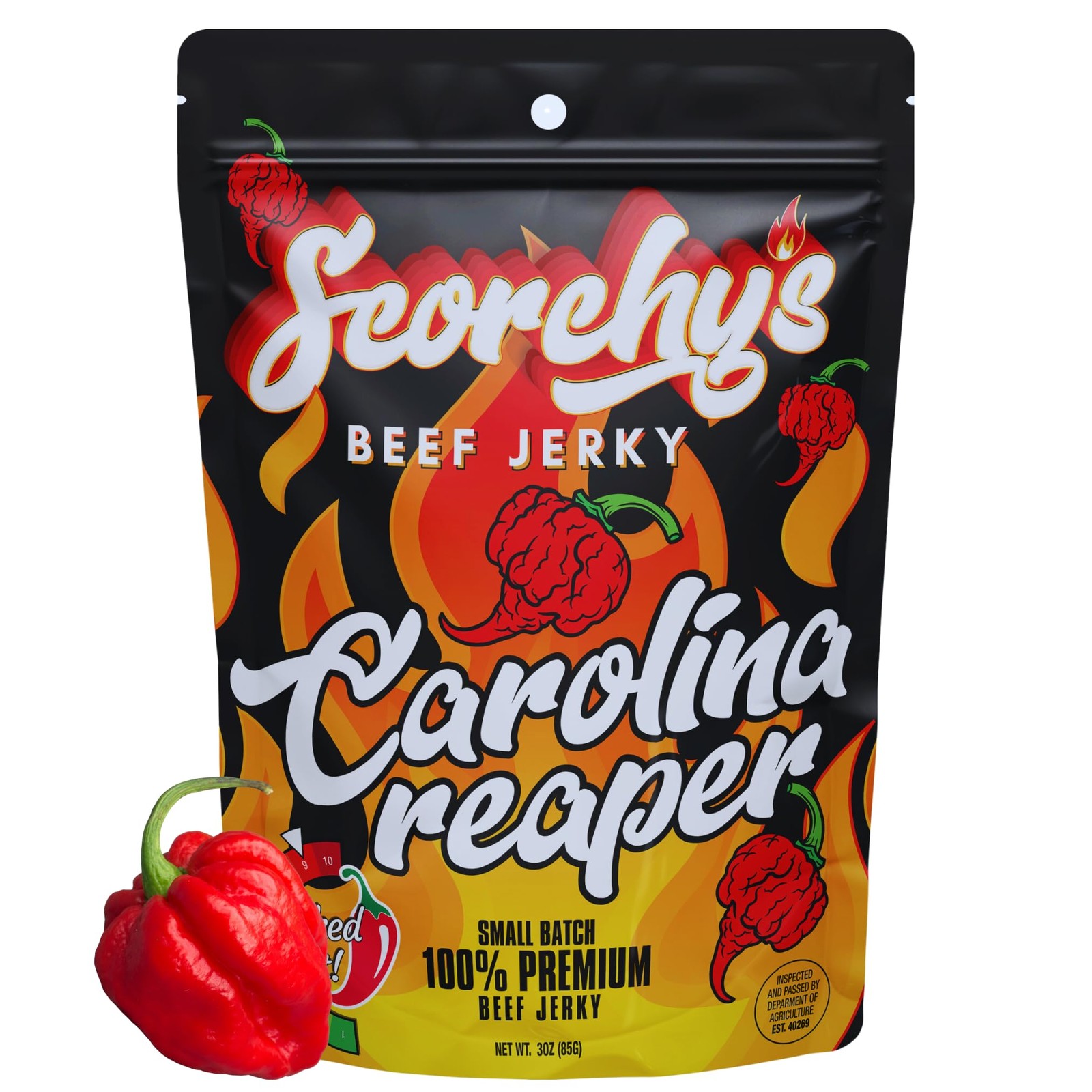 - Carolina Reaper Beef Jerky - Hand-Crafted Small Batch Jerky - Spicy High Pr...