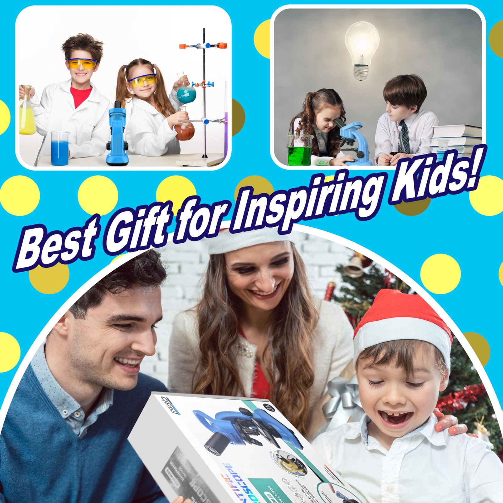 Kids Microscope,40-1600x Microscope Kit for Beginners Yellow
