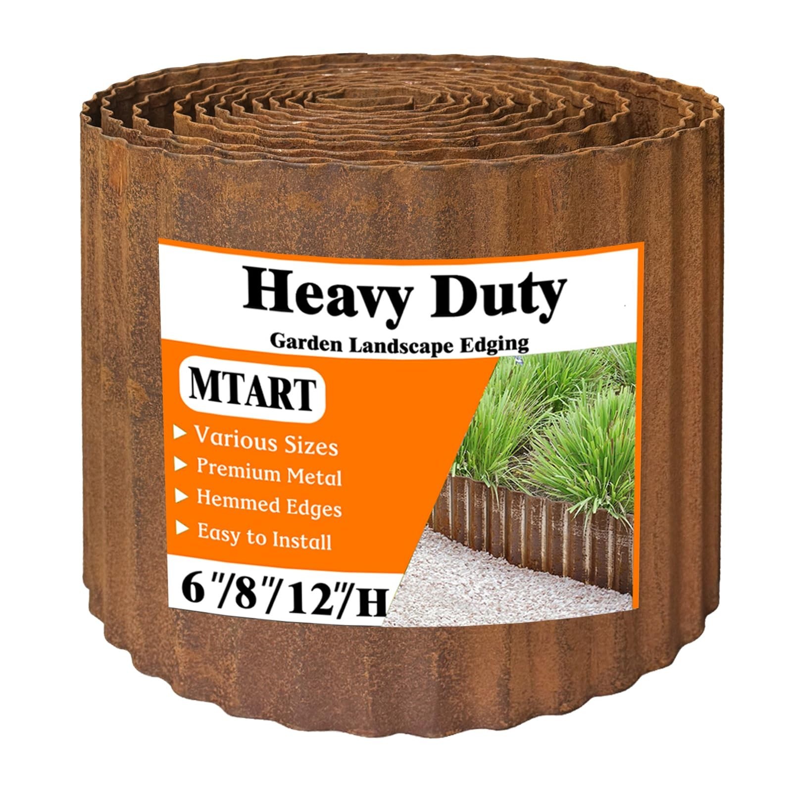 MTART Metal Garden Edging for Landscaping, Sturdy Corrugated Edging Border fo...