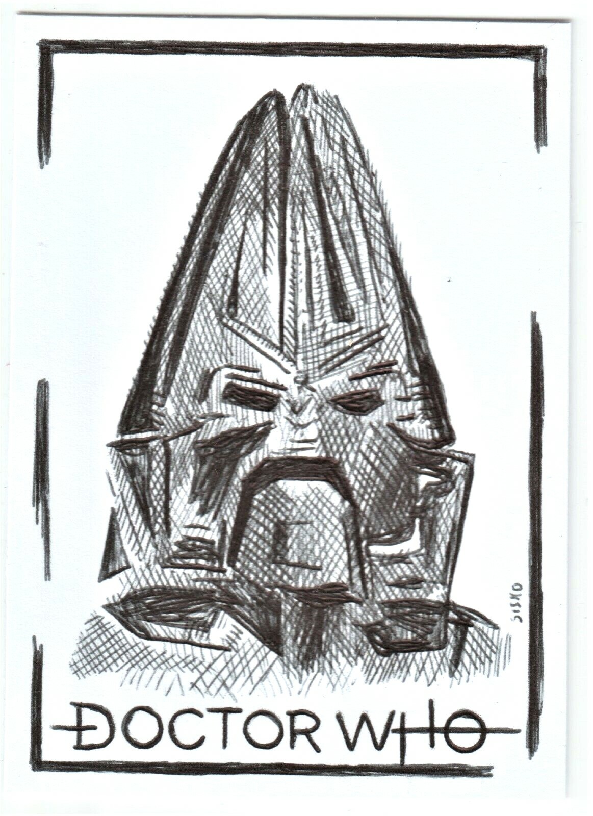 ACEO Art Sketch Card Omega from Doctor Who ink