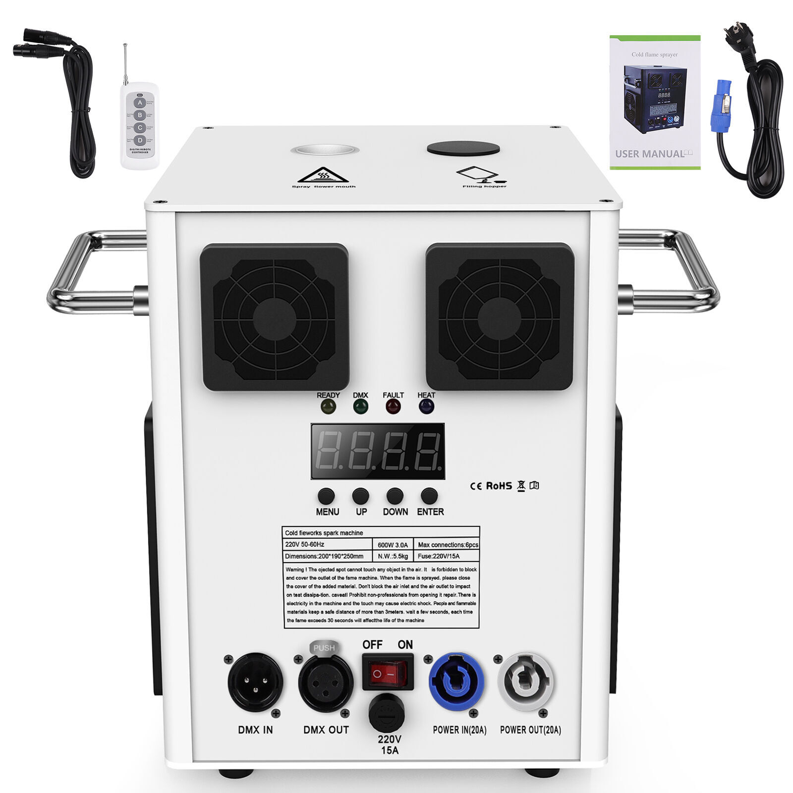 700W Cold Spark Machine Stage Effect DMX Firework DJ Event Party Wedding Xmas