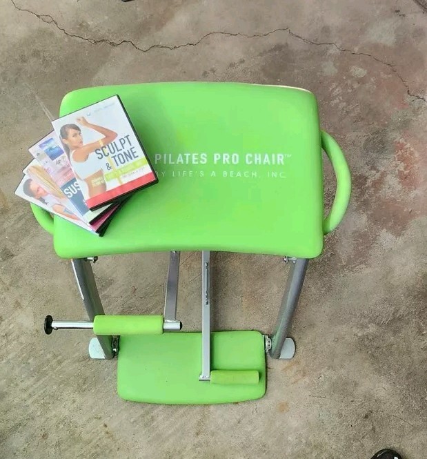 Pilates PRO Chair Green Color Lifes A Beach 4 DVDs Included