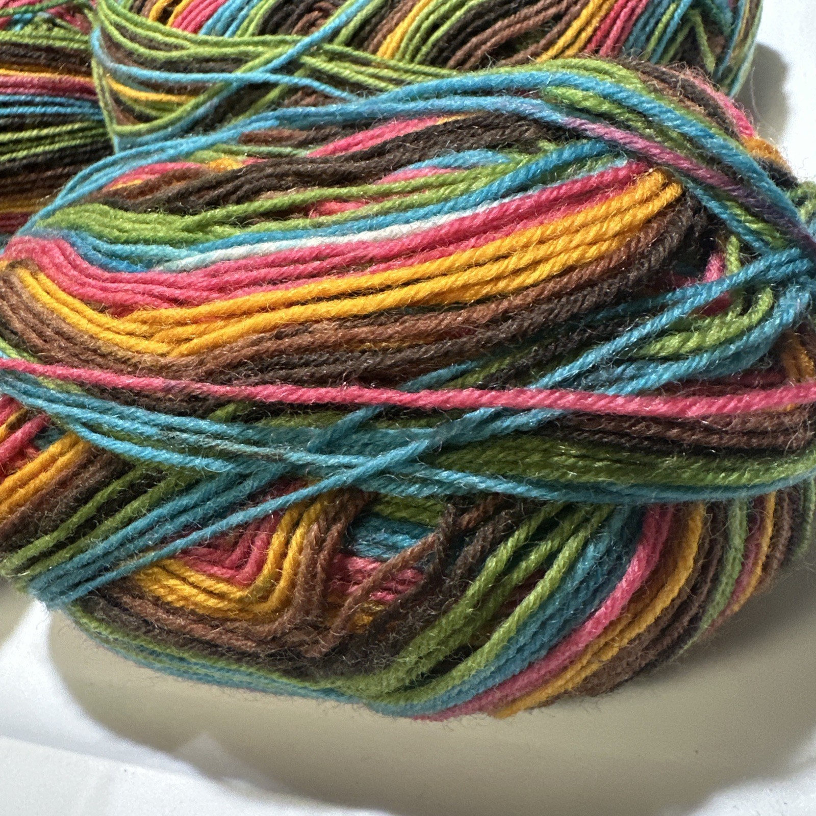 1 Skein STRIPES Green Turquoise Blue Brown Orange Pink Wool Sock Mill Ends