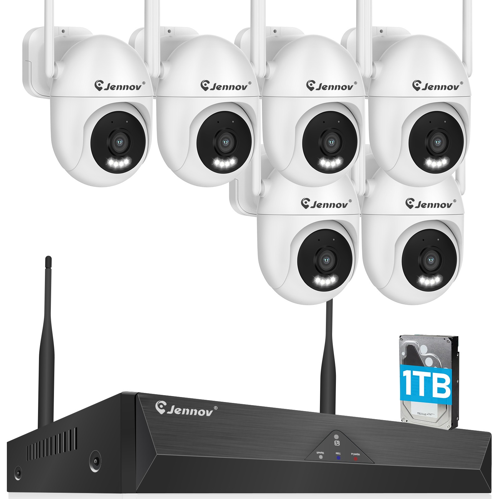 Jennov Wireless IP Security Camera System 5MP 10CH NVR Two-Way Audio Recording