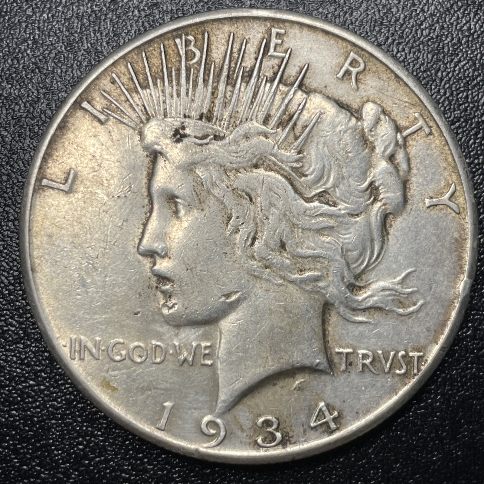 1934-S Peace Silver Dollar VF Details Very Fine Semi Key Date Tough Coin Cleaned