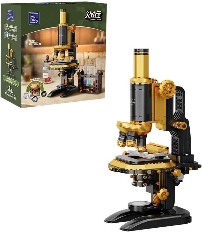 Retro Microscope Building Kit for Adults, Antique Science Instrument Model wi...