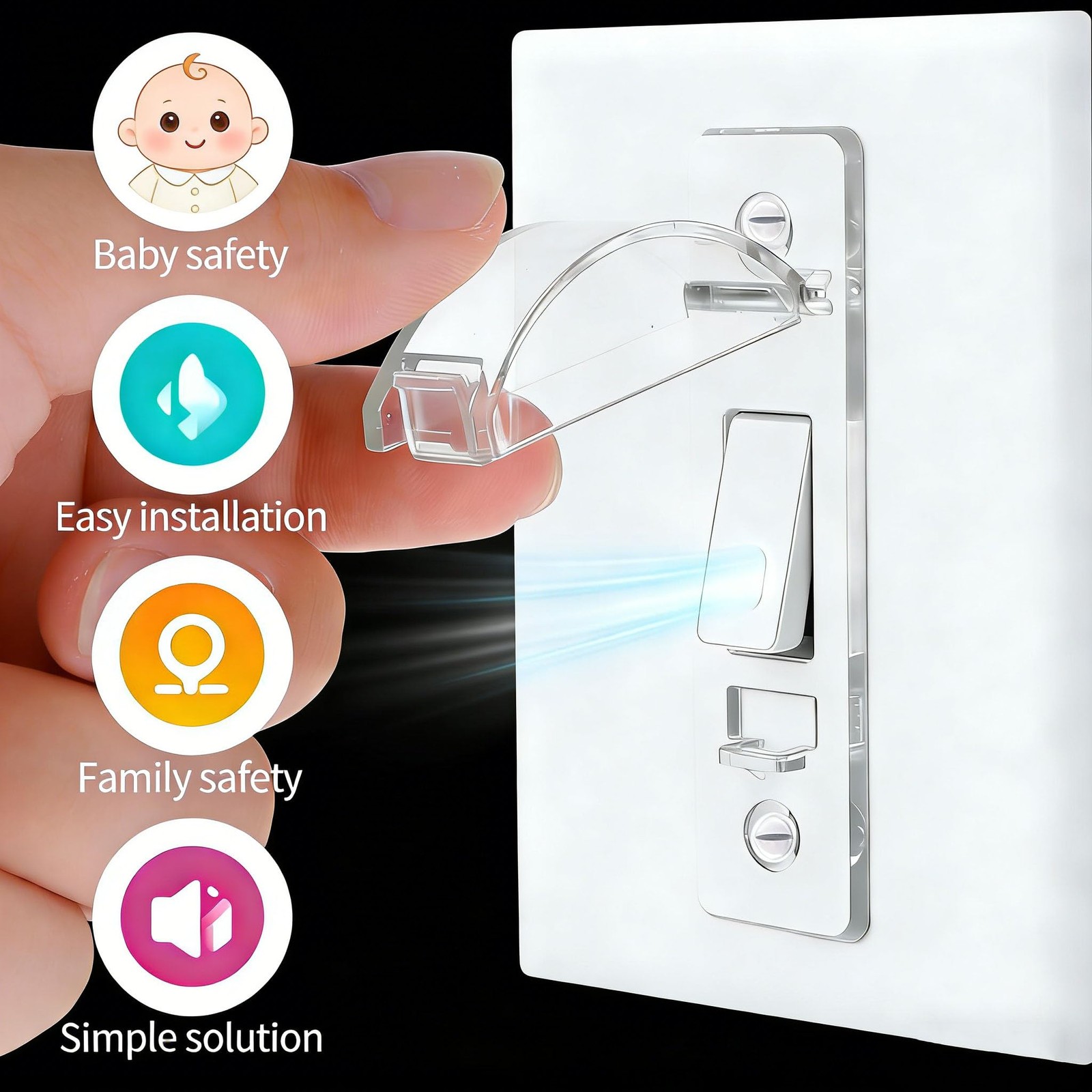 ZEFTV 2 Pack Toggle Light Switch Cover Guard Child Proof Wall Light Switch Lo...