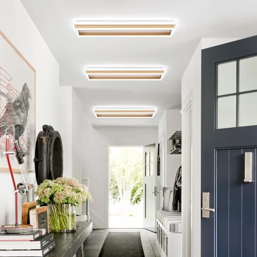 Dimmable Led Ceiling Light with Remote Control 31.5in Modern Linear Flush Gold